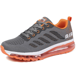 sumateng Laufschuhe Herren Damen Trainers Schuhe Sneakers Straßenlaufschuhe Turnschuhe Modisch Atmungsaktiv Sportschuhe rutschfest Bequem Freizeit Laufen Fitness Outdoor 34-46EU 38 EU Orange Grau