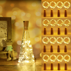 Vicloon 12 Stück Flaschenlicht Batterie, 2M 20 LEDs Glas Korken Licht Lichterkette, Flaschenlichterkette Korken mit 12 Ersatzbatterien, für Flasche DIY, Garten, Hochzeit, Weihnachten (Warmweiß)