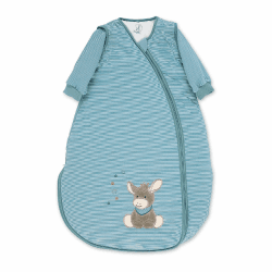 Sterntaler Jersey-Schlafsack, Esel Emmi, Abnehmbare Ärmel, Wärmeregulierung, Reißverschluss, Größe: 110 cm, Hellblau