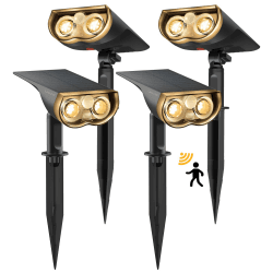 Linkind 800Lm Aussen Solarleuchten mit Bewegungsmelder, 3000K Warmweiß 22-LED Solar Gartenleuchte mit 2 Modi, 2-in -1montage, IP65 StarRay2 Garten Solarstrahler für Eingang, Weg, Haustier, 4 Stück