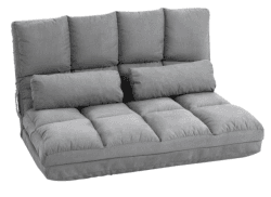 HOMCOM Bodenstuhl 2-in-1 Bodensessel Bett mit Rückenlehne 3 Positionen Verstellbare Sitzkissen Grau Samt Stahl 102 x 73 x 60 cm