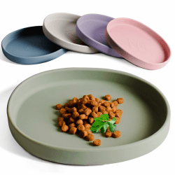 Futternapf für Katzen [nala Collection by ne&no] Futterschale flach | Katzennapf | Silikonnapf breit | Trinkschale oval | Katzenschüssel für Trockenfutter und Nassfutter | Wasserschale (sage Green)