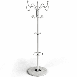 Deuba Garderobenständer Kleiderständer Weiß Schirmständer Waved 173cm 14 Haken Metall Marmor Stabil Belastbar Drehbar