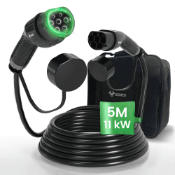 GONEO Typ 2 Ladekabel - 11KW 5M 16A 3 Phasig, Ladekabel Elektroauto Typ 2 für E Auto EV/PHEV, Typ 2 auf Typ 2 Mennekes Mode 3 Ladekabel mit Tasche, Geeignet für Model Y/3/S/X, i3, ID.4, ID.5, IONIQ 5