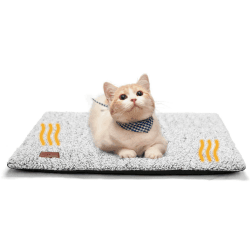 Mora Pets Katzendecke Selbstheizende Decke für Katzen & Hunde, Katzenbett Flauschig & Weich, Wärmedecke Katze, Selbstwärmende Decke, Thermodecke Geräuschlos, 61X46cm S 61x46cm A-hellgrau