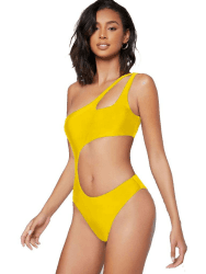 Ducomi Joy Ganzkörper-Badeanzug für Damen – Einteilige Badeanzüge - Einteiliger Bikini mit Cut-Out in der Taille, Gepolsterter Push-up-Oberteil und Brasiliana-Slip