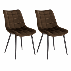 WOLTU® Esszimmerstühle BH142br-2 2er Set Küchenstuhl Polsterstuhl Wohnzimmerstuhl Sessel mit Rückenlehne, Sitzfläche aus Samt, Metallbeine, Braun Braun Samt