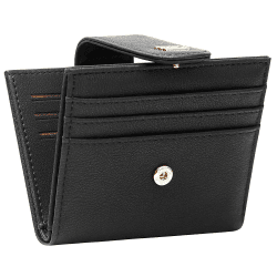 GEEAD Kleine Geldbörse Damen, Frauen Mini und im Kurzformat Portemonnaie Münzfach PU Leder Geldbeutel Zipper Brieftasche Für Frauen Mädchen mit 11 Kartenfächern(Schwarz)