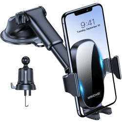Miracase Handyhalterung Auto Universal [Starker Saugnapf und Metallhaken] kfz Handy Halterung lüftung Armaturenbrett Windschutzscheibe Handyhalter iPhone Samsung Galaxy Alle Smartphones Schwarz