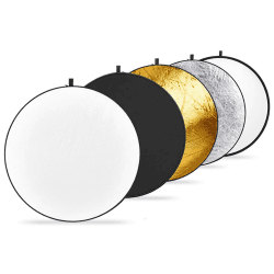 NEEWER 60cm Lichtreflektor Lichtdiffusor 5 in 1 zusammenklappbare Multischeibe mit Tasche, durchscheinend, Silber, Gold, Weiß und Schwarz für Studio Fotografie Beleuchtung und Außenbeleuchtung