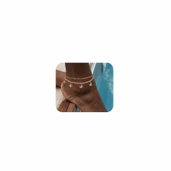 Kenivira Doppeltes Fußkettchen aus 18 Karat Gold für Damen, verstellbare Fußkette, Fußkettchen, Schmuck, Fußkettchen, Geschenke für Frauen 4 Schmetterling