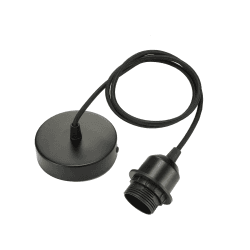 Linkind Lampenaufhängung E27 mit Schraubring, 100cm Textilkabel Höhenverstellbar, Lampenschirm frei wählbar Pendelleuchte mit E27 Fassung, Lampenhalterung ideal für Deckenlampe Wohnzimmer, Schwarz Schwarz Mit Schraubring 1 Pack