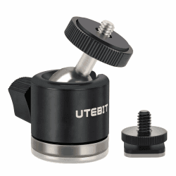 UTEBIT Mini Stativkopf Kugelkopf mit 1/4 Blitzschuhadapter 360° Drehbar Ball Head mit Kamera Hot Shoe Kugelgelenk Halter Kompatibel für Nikon, HTC Vive VR 20MM