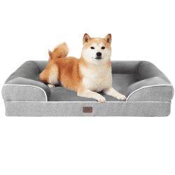 EHEYCIGA Orthopädisches Hundebett Grosse Hunde, Memory Foam Hundekorb Mittelgroße Hunde, Waschbar Hundesofa Wasserdicht rutschfest, Hundecouch mit Hohem Rand 91x68x15cm Grau
