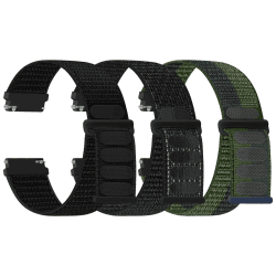 TumpCez Nylon Uhrenarmbänder,16mm 18mm 20mm 22mm Schnellverschluss Armband Fabric Aatmungsaktive Gewebte Verstellbare Ersatzband Sport Ersatzarmband für Herren Damen(3 Stück) Dunkelschwarz+Reflektierendes Schwarz+Armeegrün Schwarz 22mm