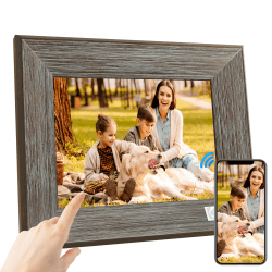 KODAK Digitaler Bilderrahmen 8 Zoll WLAN Elektronischer Bilderrahmen HD IPS Touchscreen Smart Fotorahmen Holz Cloud mit App, 16GB Speicher, Automatischer Rotation, Teilen von Bildern, Musik, Videos 8 Zoll Braun