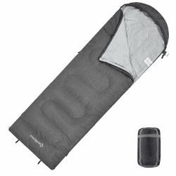 KingCamp Schlafsack Deckenschlafsäcke Leichtgewicht Warm Outdoor Kinder & Erwachsenen 3-4 Jahreszeiten für Camping Wandern mit Tragetasche Grau L Zip