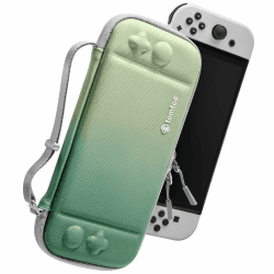 tomtoc Slim Tasche Case für Nintendo Switch / Switch OLED Modell, Ultra-dünn, Schlank, Leicht Hartschalen, Rundumschutz Tragetasche für Switch Konsole und 10 Spiele, Eva Hard Schutzhülle, Matcha Grün Matcha Grün Beide für Standard Switch/Switch OLED