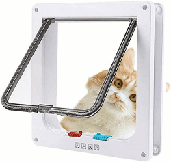 Sailnovo Katzenklappe Hundeklappe 24.5 * 28.5 * 5.5cm 4 Wege Magnet-Verschluss für Katzen und kleine Hunde - Hundetür Katzentür Haustierklappe (XL, Weiß) Weiß XL-24,5*28,5*5,5cm