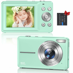 Digitalkamera Fotokamera Kompaktkamera, 44MP 1080P HD Fotoapparat 2,4 '' LCD 16X Digital Zoom Wiederaufladbare Digital Kamera für Kinder, Teenager, Anfänger, Jungen, Mädchen(Grün) 1-Grün