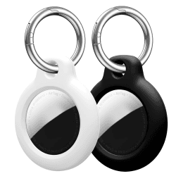 SPGUARD Air Tag Hülle Kompatibel mit Apple Airtags Anhänger Schlüsselanhänger Hartplastik PC Airtag Anhänger Stark und Robust Airtags Zubehör 2 Stück (Schwarz/Weiß)