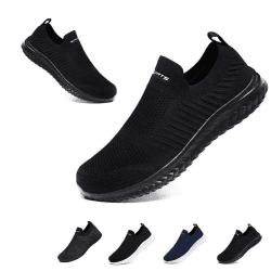 Slip On Sneakers Herren Damen Nurse Schuhe Walkingschuhe Outdoor Turnschuhe Sportschuhe Gym Bequem Leichte Schuhe Atmungsaktiv Freizeitschuhe Memory Foam Fitness Sporthalle 44 EU Alles Schwarz