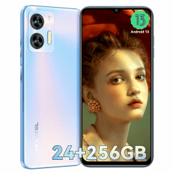 OUKITEL C35 Handy ohne Vertrag - Android 13 Smartphone - 24(12+12) GB + 256GB /ITB 5150mAh Akku Smartphone ohne Vertrag 6.56 Zoll HD+, 50MP+8MP Kamera Simlockfreie Handys Face ID/Fingerprint Blu Blau