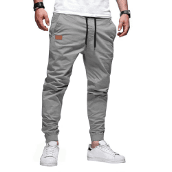 AlvaQ Chino Hose Herren Freizeithose Baumwolle Cargohose Herren Jogginghose mit Kordelzug Casual Hose mit Taschen S B-hellgrau