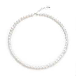 Aleasha Perlenkette Damen herren weiße perlenkette schwarz Kurze perlenkette pinke mit 4mm 6mm 8mm Hochzeit Bräute Schmuck 4mm Weiß