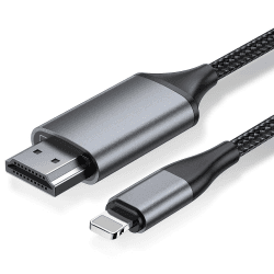 HDMI-Kabel, Konverterkabel, 2,0 m, iPhone/iPad/iPod zu TV, HDMI-Verbindungskabel, iOS 11, 12, 13, 14, YouTube-TV-Ausgang, High-Definition-HD1080P 2M Grey