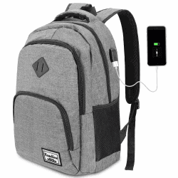 YAMTION Rucksack Laptop 17.3 Zoll Rucksack Schule mit USB-Ladeanschluss für Arbeit Schule Reisen Camping 17.3 zoll B6-grau