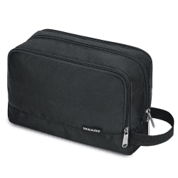 WANDF Kulturbeutel Herren Rucksack Damen Kosmetiktasche Waschtasche für Männer & Frauen in Premium Qualität (A-Pures Schwarz)