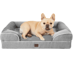 EHEYCIGA Orthopädisches Hundebett Kleine Hunde, Memory Foam Hundekorb Mittelgroße Hunde, Waschbar Hundesofa Wasserdicht rutschfest, Hundecouch mit Hohem Rand 89x56x15cm Grau