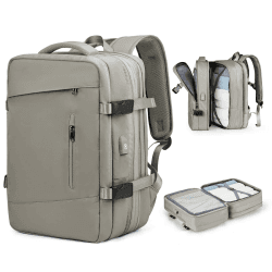 Handgepäck Rucksack 40x20x25 Ryanair,Großer Reiserucksack Damen,Wanderrucksack Wasserdichter Outdoor-Sportrucksack Lässiger Tagesrucksack Schultasche G7-grau Braun Passend für 17-Zoll-Laptops