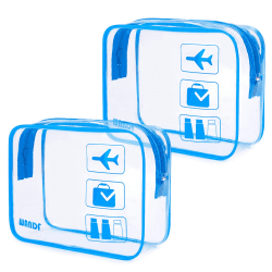 Kulturbeutel Transparent,Kulturtasche zum Transport von Flüssigkeiten,Kosmetiktasche Durchsichtig,Handgepäck-Reisezubehör,Transparente Toilettentasche Damen & Herren (2 Stück Navy Blau) Packung mit 2 Navy Blau 2