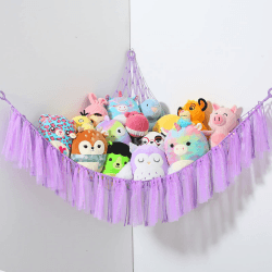 Spielzeug Aufbewahrung Kuscheltier Aufbewahrung Netz Hängend Spielzeug Organizer Kinderzimmer Stofftier Aufbewahrung Spielzeug Hängematte für Kuscheltiere Teddy Eckspielzeug Netz für Schlafzimmer Lila
