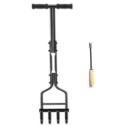 EEIEER Rasenlüfter mit Spikes, Aerifizierer für Rasen Hohlspoon Multi Spikes Rasenlüfter, Rasenbelüfter manuelle Belüftungswerkzeuge mit 4 Hohlschlitzen für verdichtete Böden und Gartenrasen Schwarz
