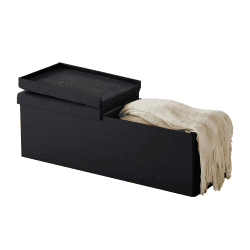 Zedelmaier Sitzbank mit Stauraum, Sitzhocker Faltbar Sitztruhe belastbar bis 300 kg, Deckel Abnehmbar, 114x38x38cm Schwarz-2