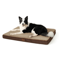 Bedsure orthopädisches Hundebett mittelgroße Hunde - 91x69x7.6cm Hundekissen flauschig Hundematte waschbar Hundematratze in braun für mittelgroße Hunde L (91x69x7.6cm) Braun