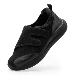 FitVille Diabetiker Schuhe Herren Extra Weite Einstellbar Walking Schuhe für Fußschwellung erweiterte Breiten Klettverschluss Gesundheitsschuhe 45 EU X-Weit Schwarz