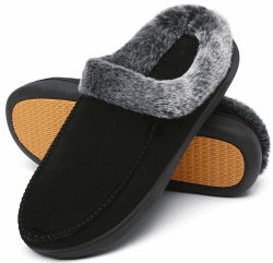 Mishansha Damen Winter rutschfest Warme Hausschuhe Memory Foam Plüsch Pantoffeln, Gr.36-43 38 EU Schwarz