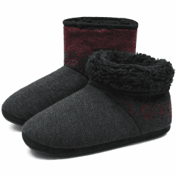 COFACE Herren Hüttenschuhe Lammfell Winter Hausschuhe Warme Plüsch Gefütterte Hausstiefel Männer Haussocken Filz Pantoffeln 48 EU Rot