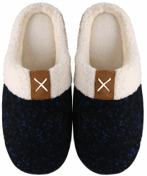 Mishansha Unisex Winter Warm Memory Foam Hausschuhe für Indoor & Outdoor, Gr. 36-47 38/39 EU Lapisblau
