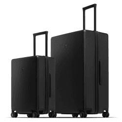 LEVEL8 Handgepäck Koffer, Leichtgewicht aus 100% Polycarbonat,Koffer Trolleys Hartschalen,Trolley Case Elegance Micro-Diamond Textured Design 8 Spinner Größe (Schwarz, 40L+105L) Schwarz 2er Set(40L+105L)