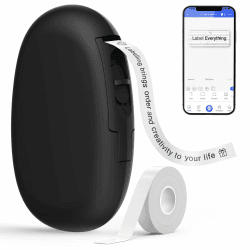 SUPVAN Katasymbol Etikettendrucker, Mini Bluetooth E10 Selbstklebendes Etikettiergerät - Tragbarer Labeldrucker Mini Label Printer mit iOS Android,Für Zuhause, Büro Schwarz