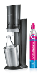 SodaStream Wassersprudler Crystal 3.0 Quick-Connect CO2-Zylinder und 1x Glaskaraffen, Silber, Schwarz/Titan, 45 cm Schwarz / Titan