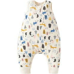 Duomiaomiao Schlafsack mit füßen, Sommerschlafsack mit füßen,100% Musselin Schlafsack Baby,Sommerschlafsack Baby 0.5 tog mit Doppelreißverschluss, schweißableitend und atmungsaktiv