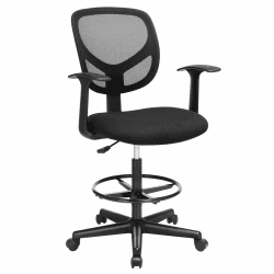 SONGMICS Bürostuhl, Leinensessel, ergonomischer Sitz, Hocker, mit höhenverstellbarer Fußstütze, um 360 ° drehbar, für Stehbüro, Schwarz OBN25BK 1