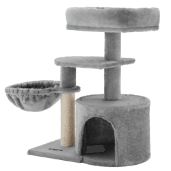 FEANDREA Kratzbaum, Kleiner Katzenbaum, mehrstufig, 68 cm, hellgrau PCT59W