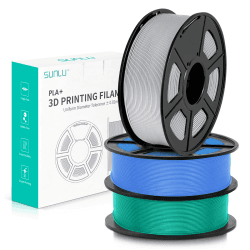 SUNLU 3D-Drucker Filament PLA Plus 1,75 mm 1 kg Spule, PLA+ Filament 1,75 +/- 0,02 mm für 3D-Druck, insgesamt 3 kg (Blaugrau, Grasgrün, Silber)